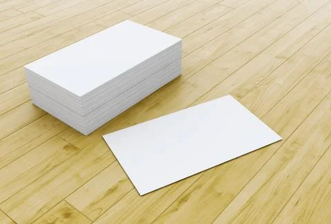 3d Stack of blank business cards on wooden table Stock Illustration