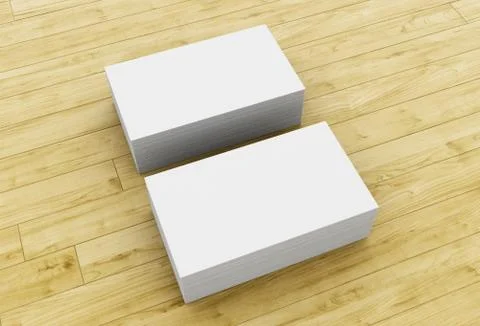 3d Stack of blank business cards on wooden table Illustrazione stock