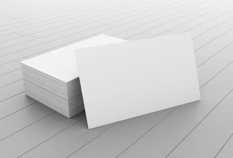 3d Stack of blank business cards on wooden table Stock Illustration