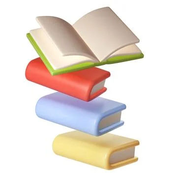 3D Stack of Book back to school, university or college graduate Icon. Render 스톡 일러스트