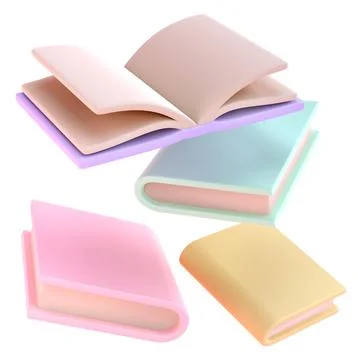 3D Stack of Books falling down in air and one open book Icon. Isolated with 스톡 일러스트