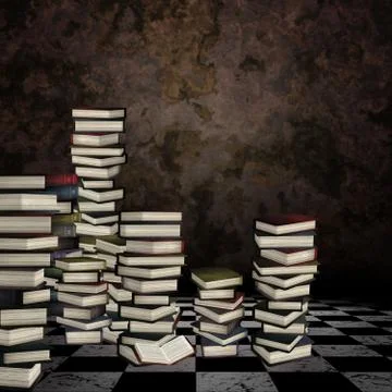 3d stack of books in the room Stock Illustration