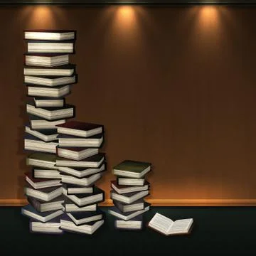 3d stack of books in the room 스톡 일러스트