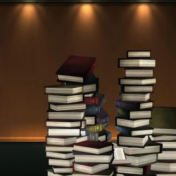 3d stack of books in the room Illustrazione stock