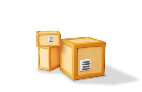 3D Stack of Cardboard Boxes Isolated. Stock Illustration