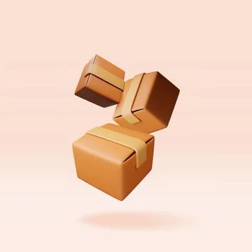 3D stack of cardboard boxes isolated. Stock Illustration