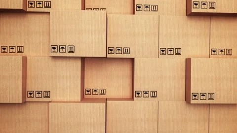 3d stack of cardboard boxes with vertical movement 스톡 동영상 280060107