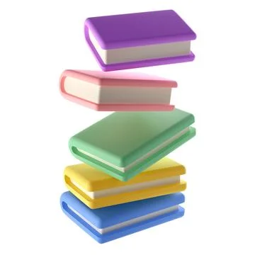 3D Stack of Closed Book in air Icon. Isolated with clipping path. Render 스톡 일러스트