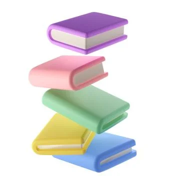 3D Stack of Closed Book in air Icon. Isolated with clipping path. Render Stock Illustration