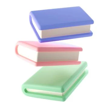 3D Stack of Closed Book falling down in air Icon. Isolated with clipping path Stock Illustration