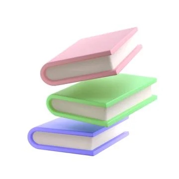 3D Stack of Closed Book falling down in air Icon. Isolated with clipping path 스톡 일러스트