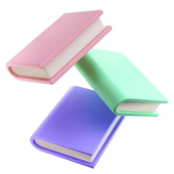 3D Stack of Closed Book falling down in air Icon. Isolated with clipping path Stock Illustration