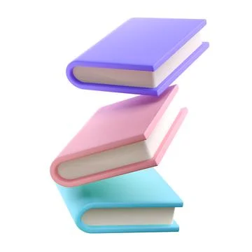 3D Stack of Closed Book falling down in air Icon. isolated transparent png Stock Illustration