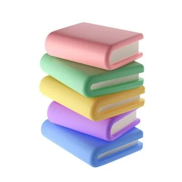 3D Stack of Closed Book Icon Isolated with clipping path. Render Educational Stock Illustration