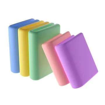 3D Stack of Closed Book Icon Isolated with clipping path. Render Educational or Stock Illustration