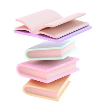 3D Stack of Closed Books and one open book. Icon Isolated with clipping path Stock Illustration