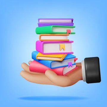 3D Stack of Closed Books in Hand 스톡 일러스트