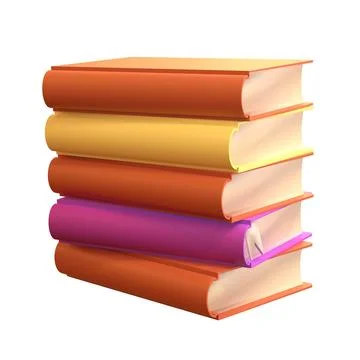 3D Stack of Closed Books Icon Isolated with clipping path. Render Educational or 스톡 일러스트