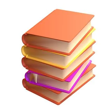 3D Stack of Closed Books Icon Isolated with clipping path. Render Educational or Stock Illustration