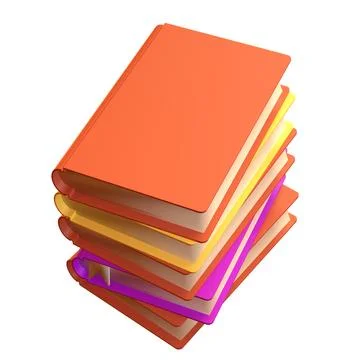 3D Stack of Closed Books Icon Isolated with clipping path. Render Educational or Stock Illustration