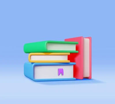 3D Stack of Closed Books Isolated Stock Illustration