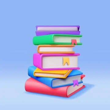 3D Stack of Closed Books Isolated イラスト素材