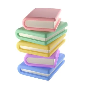 3D Stack of Closed Books library Icon Isolated with clipping path. Render Illustrazione stock