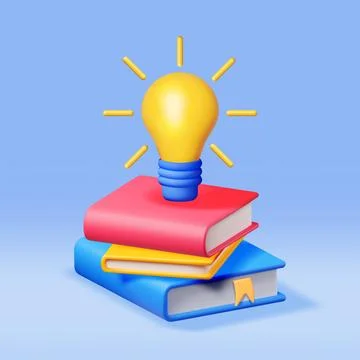 3D Stack of Closed Books with Light Bulb イラスト素材