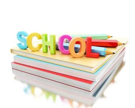 3d Stack of colorful books and pencils 스톡 일러스트