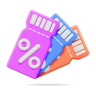 3d Stack of Coupons with Percent Symbol Stock Illustration