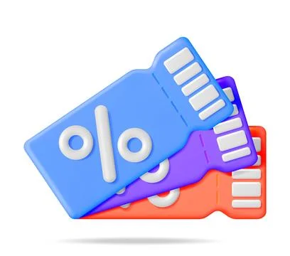 3d Stack of Coupons with Percent Symbol Stock Illustration