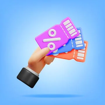 3d Stack of Coupons with Percent Symbol in Hand Stock Illustration
