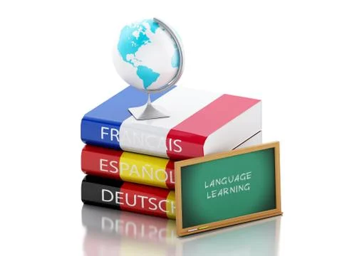 3d Stack of dictionaries. Language learning Stock Illustration