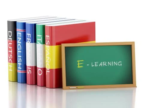 3d Stack of dictionaries. Language learning Stock Illustration