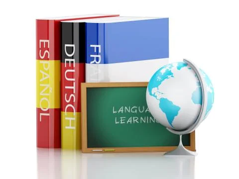 3d Stack of dictionaries. Language learning Stock Illustration