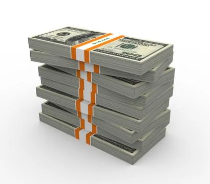 3d stack of dollar packs Stock Illustration
