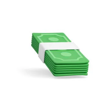 3D stack of dollar USA. Render green paper pack of money. Paper dollar bankno イラスト素材