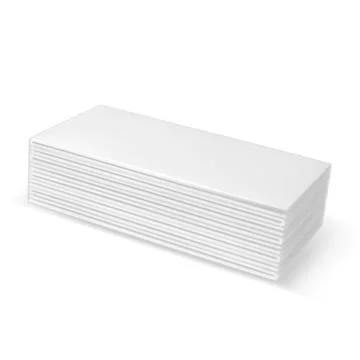 3D stack of folded white absorbent wipes isolated on a white background. Stock Illustration