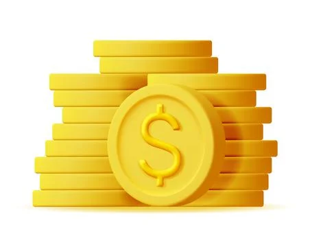 3D Stack of Gold Coins Icon Isolated. Stock Illustration