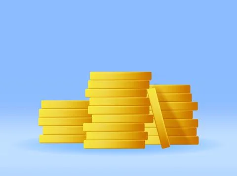 3D Stack of Gold Coins Icon Isolated. Stock Illustration