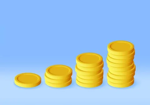 3D Stack of Gold Coins Icon Isolated. Stock Illustration