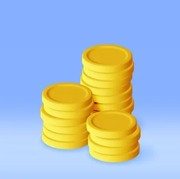 3D Stack of Gold Coins Icon Isolated. Stock Illustration