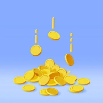 3D Stack of Gold Coins Icon Isolated. イラスト素材