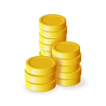 3D Stack of Gold Coins Icon Isolated. Stock Illustration