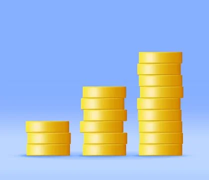 3D Stack of Gold Coins Icon Isolated. イラスト素材