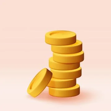 3D stack of gold coins icon isolated Stock Illustration