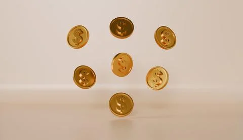 3D Stack of Gold Coins Icon Isolated, savings and business, Saving and money Stock Illustration