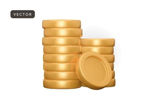 3D stack of gold coins.Growth concept.Vector illustration on white background Stock Illustration