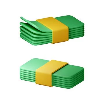 3D Stack of green money currency isolated Stock Illustration