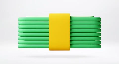 3D Stack of green paper currency Stock Illustration